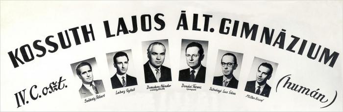 Sz&ouml;v&eacute;nyi Lux G&eacute;za fot&oacute;ja a Kossuth Lajos Gimn&aacute;zium 1962 IV. c oszt&aacute;ly&aacute;nak tabl&oacute;j&aacute;n